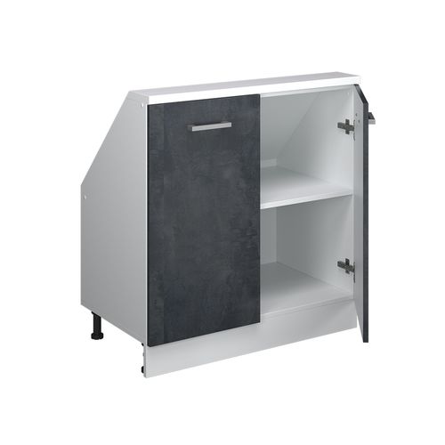 Meuble Sous Pente R-line 58086 Béton Noir 80cm Avec 2 Portes