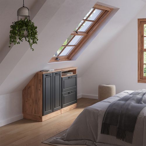 Meuble Sous Pente R-line 58106 Anthracite Campagne 120cm Lot De 2