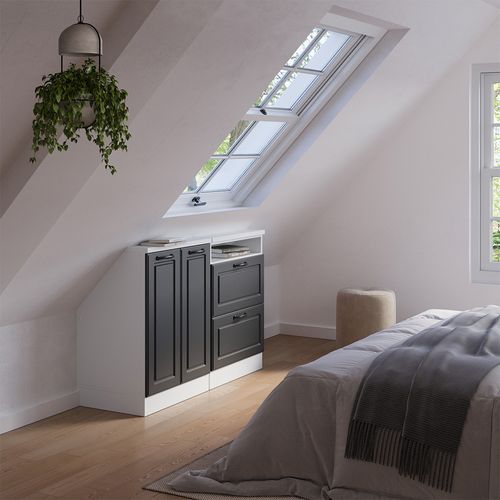 Meuble Sous Pente R-line 58119 Anthracite Campagne 120cm Lot De 2