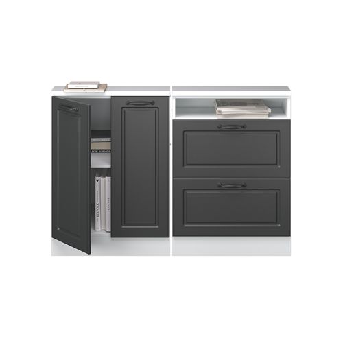 Meuble Sous Pente R-line 58119 Anthracite Campagne 120cm Lot De 2