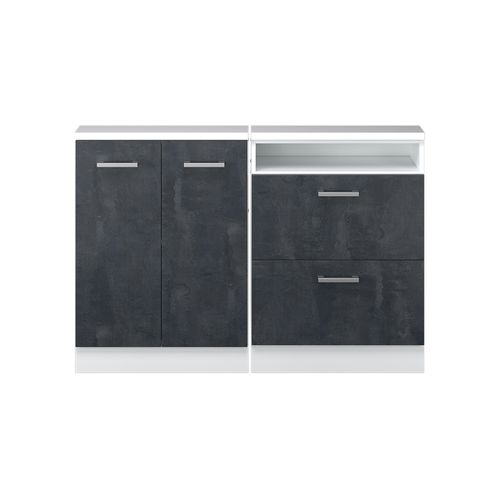 Meuble Sous Pente R-line 58125 Béton Noir 120cm Lot De 2