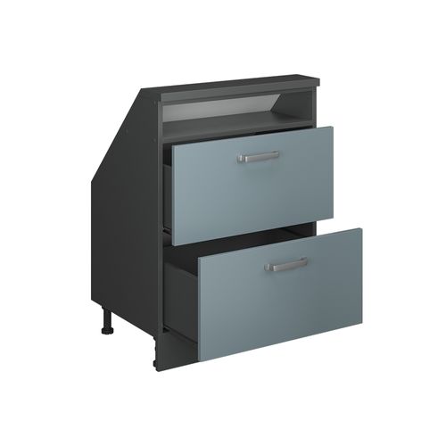 Meuble Sous Pente R-line 58217 Bleu-gris 60cm Avec 2 Tiroirs