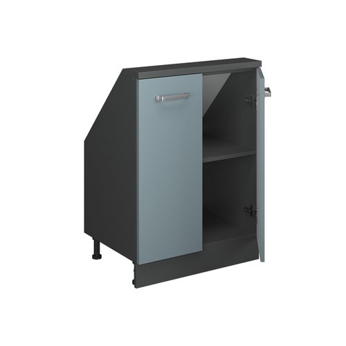 Meuble Sous Pente R-line 58256 Bleu-gris 60cm Avec 2 Portes