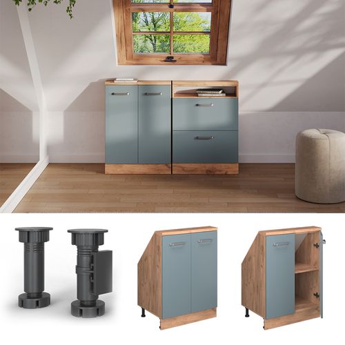Meuble Sous Pente R-line 58269 Bleu-gris 60cm Avec 2 Portes