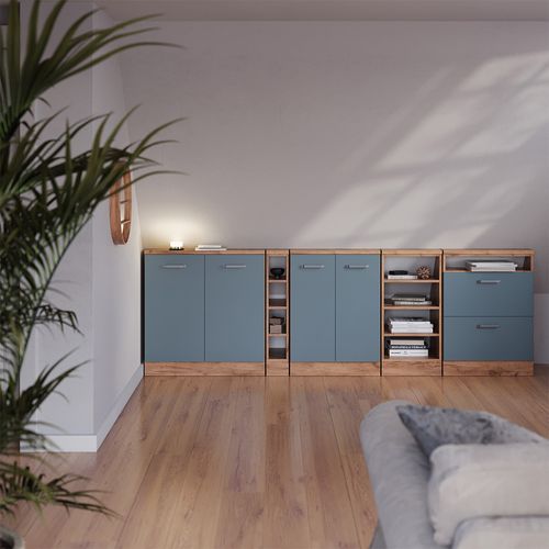 Meuble Sous Pente R-line 58269 Bleu-gris 60cm Avec 2 Portes