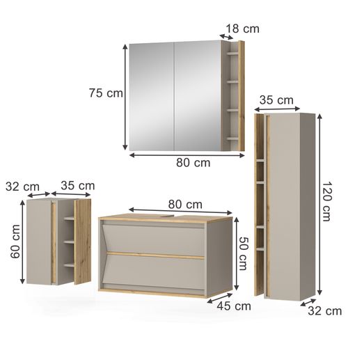 Meubles Bain Edelin 58292 Cachemire 4 Pièces