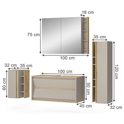 Meubles Bain Edelin 58294 Cachemire 4 Pièces