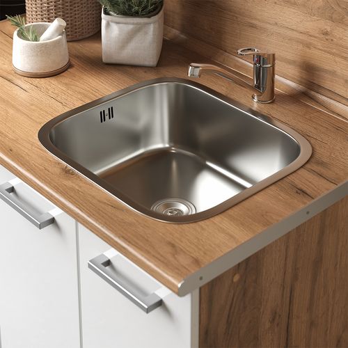 Cuisine R-line 58311 Blanc Brillant/chêne Doré 160cm Avec Meuble Four Encastrable Et Plan De Travail