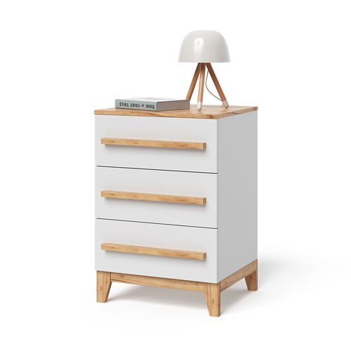 Commode Avec Tiroirs Malia 58343 Blanc/artisan 60x88cm Avec 3 Tiroirs