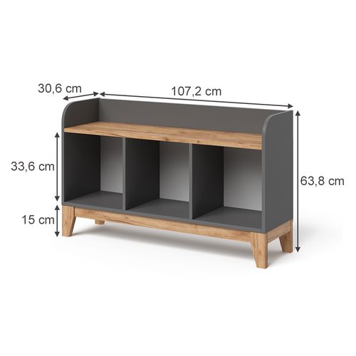 Banc Pour Enfants Malia, Gris/artisan, 107.2x63.8cm