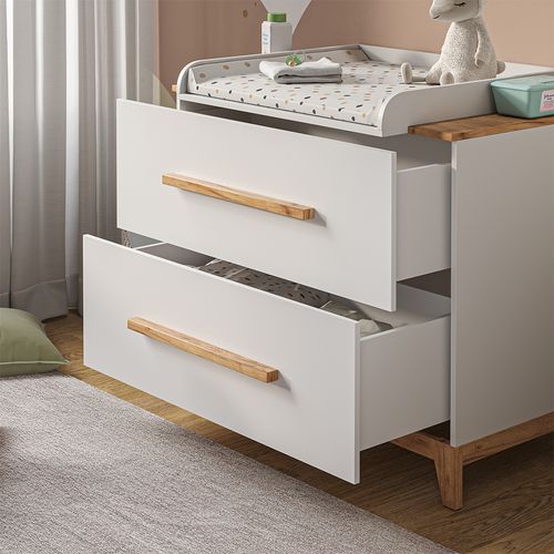 Table à Langer Malia 58352 Blanc/artisan 108x98cm Avec 2 Tiroirs