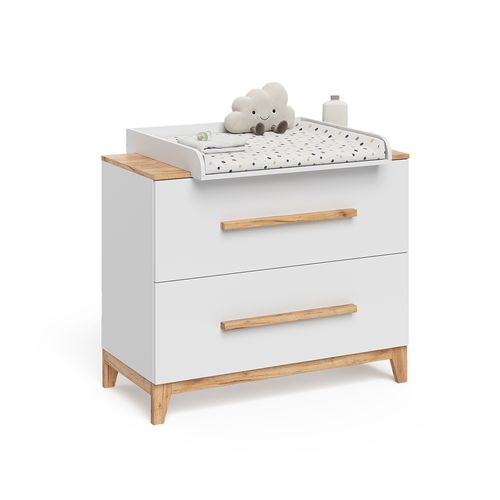 Table à Langer Malia 58352 Blanc/artisan 108x98cm Avec 2 Tiroirs