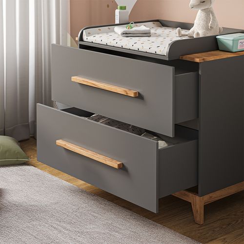 Table à Langer Malia 58353 Gris/artisan 108x98cm Avec Matelas à Langer