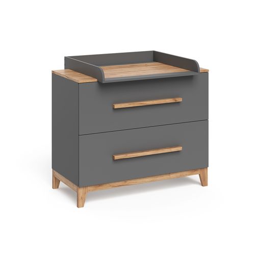 Table à Langer Malia 58353 Gris/artisan 108x98cm Avec Matelas à Langer