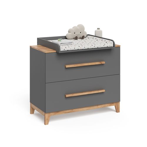 Table à Langer Malia 58353 Gris/artisan 108x98cm Avec Matelas à Langer