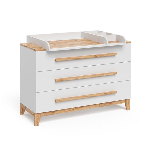 Table à Langer Malia 58355 Blanc/artisan 133.2x98cm Avec 3 Tiroirs