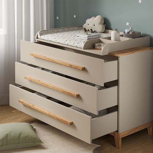 Table à Langer Malia 58357 Chêne Cachemire 133.2x98cm Avec 3 Tiroirs