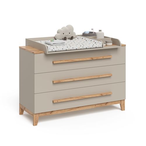 Table à Langer Malia 58357 Chêne Cachemire 133.2x98cm Avec 3 Tiroirs