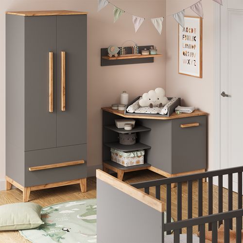 Table à Langer Malia 58362 Gris/artisan 85x85.2cm Avec Porte