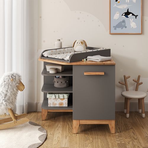 Table à Langer Malia 58362 Gris/artisan 85x85.2cm Avec Porte