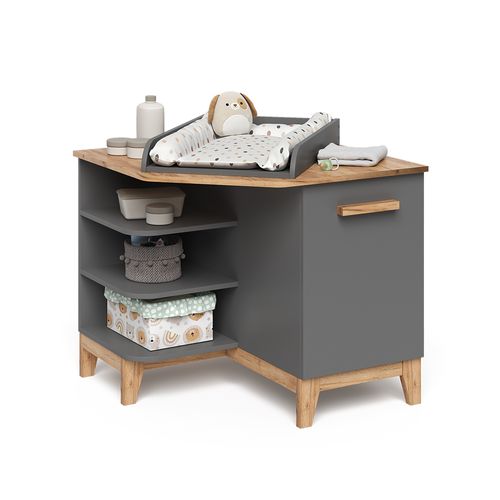 Table à Langer Malia 58362 Gris/artisan 85x85.2cm Avec Porte
