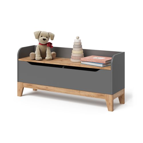 Coffre à Jouets Malia 58367 Gris/artisan 107.2x50cm Avec Assise