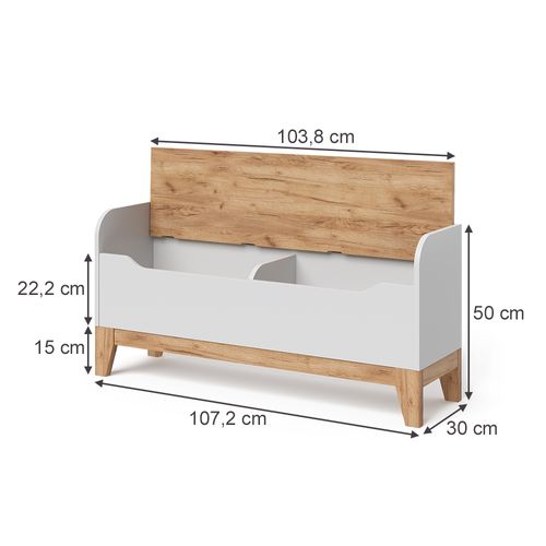 Coffre à Jouets Malia 58368 Blanc/artisan 107.2x50cm Avec Assise