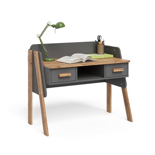 Bureau Malia 58371 Gris/artisan 97x51cm Avec 2 Tiroirs