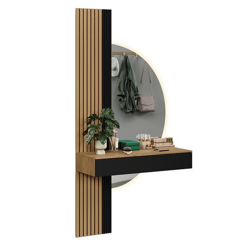 Coiffeuse Melina 58445 Chêne/noir 100cm Avec Miroir LED
