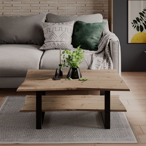 Table Basse Yan 58397 Artisan 100x60cm , Avec Étagère