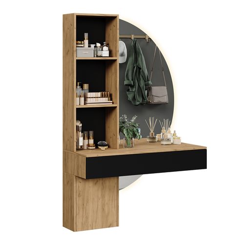Coiffeuse Melora 58451 Chêne/noir 100cm Avec Miroir LED