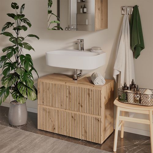 Meuble Sous Vasque Simple Takumi 58464 Artisan 80x58cm Avec 2 Tiroirs