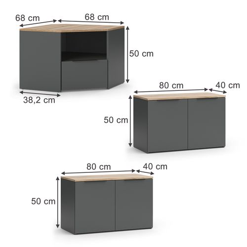 Meuble-paroi Wido 58548 Anthracite/sonoma 3 Parties