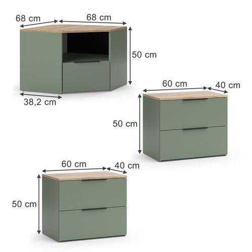 Meuble-paroi Wido 58553 Vert 3 Parties