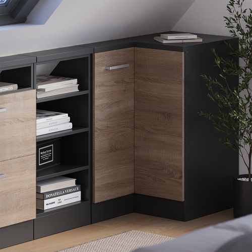 Meuble De Rangement Sous Pente Armoire Dangle Rion 58612 Sonoma/anthracite 75.6x81.6cm Avec 1 Porte