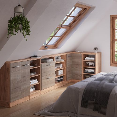 Meuble De Rangement Sous Pente Armoire Dangle Rion 58625 Sonoma/chêne Doré 75.6x81.6cm Avec 1 Porte