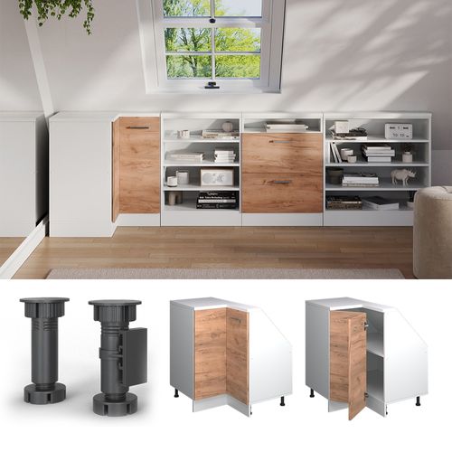 Meuble De Rangement Sous Pente Armoire Dangle Rion 58633 Chêne Doré/blanc 75.6x81.6cm Avec 1 Porte