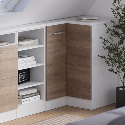 Meuble De Rangement Sous Pente Armoire Dangle Rion 58638 Sonoma/blanc 75.6x81.6cm Avec 1 Porte