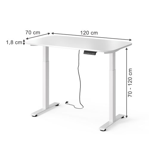 Bureau Elevate 58651 Blanc 120x70cm 2 Moteurs