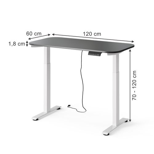 Bureau Elevate 58653 Blanc/anthracite 120x60cm 2 Moteurs