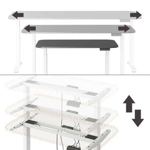Bureau Elevate 58654 Blanc/anthracite 120x70cm 2 Moteurs