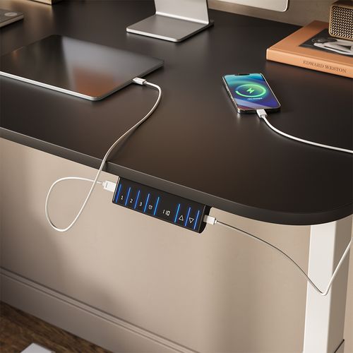 Bureau Elevate 58654 Blanc/anthracite 120x70cm 2 Moteurs