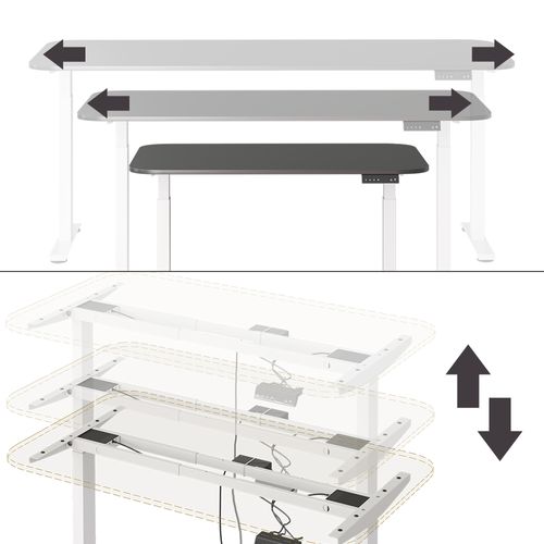Bureau Elevate 58655 Blanc/anthracite 140x80cm 2 Moteurs