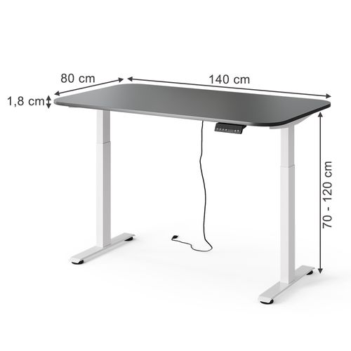 Bureau Elevate 58655 Blanc/anthracite 140x80cm 2 Moteurs