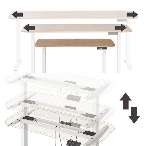 Bureau Elevate 58656 Blanc/artisan 120x60cm 2 Moteurs
