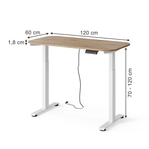 Bureau Elevate 58656 Blanc/artisan 120x60cm 2 Moteurs