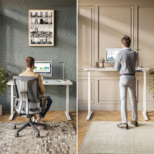 Bureau Elevate 58656 Blanc/artisan 120x60cm 2 Moteurs