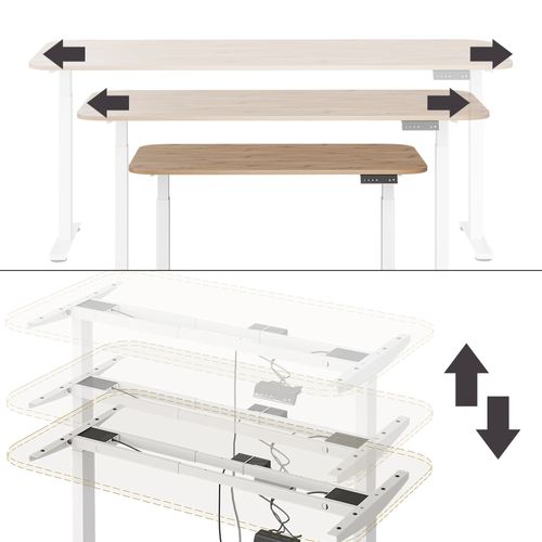 Bureau Elevate 58658 Blanc/artisan 140x80cm 2 Moteurs