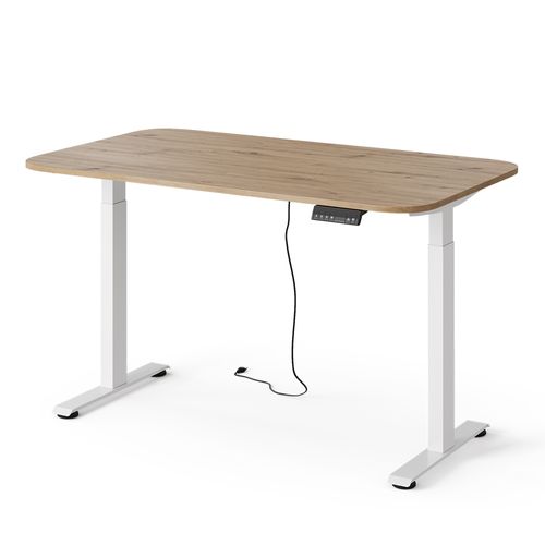 Bureau Elevate 58658 Blanc/artisan 140x80cm 2 Moteurs