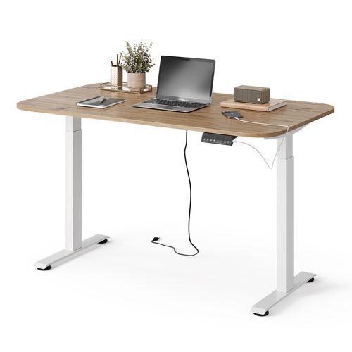 Bureau Elevate 58658 Blanc/artisan 140x80cm 2 Moteurs